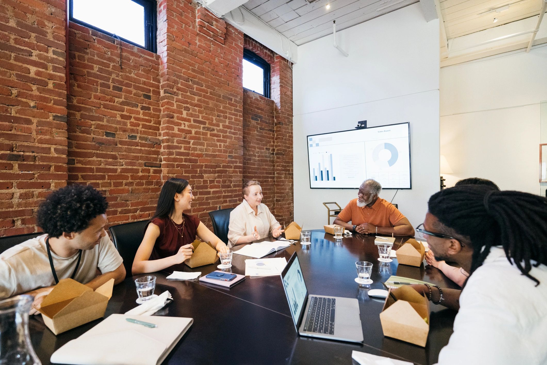 Business team collaborating representing a client organization